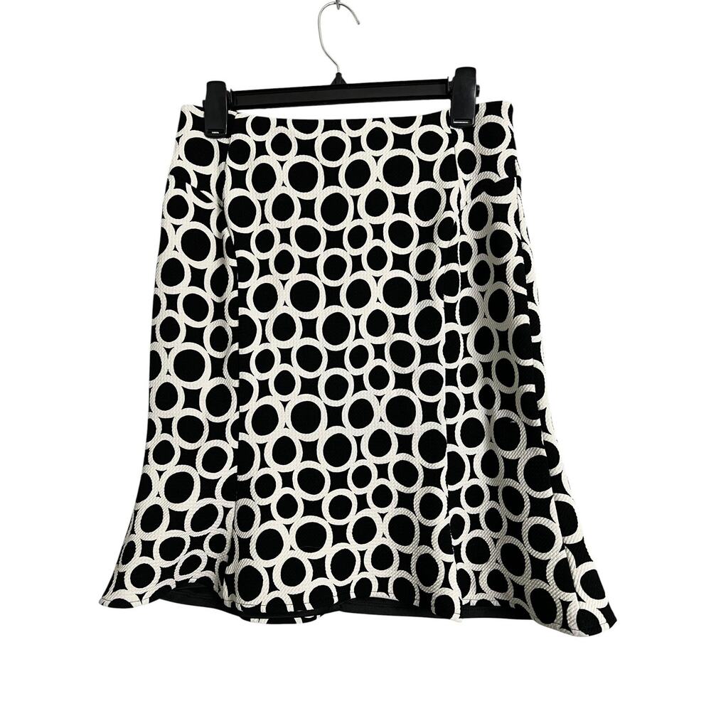 Calvin Klein Womens Size 2 Black White A Line Skirt Geometric Pattern Career